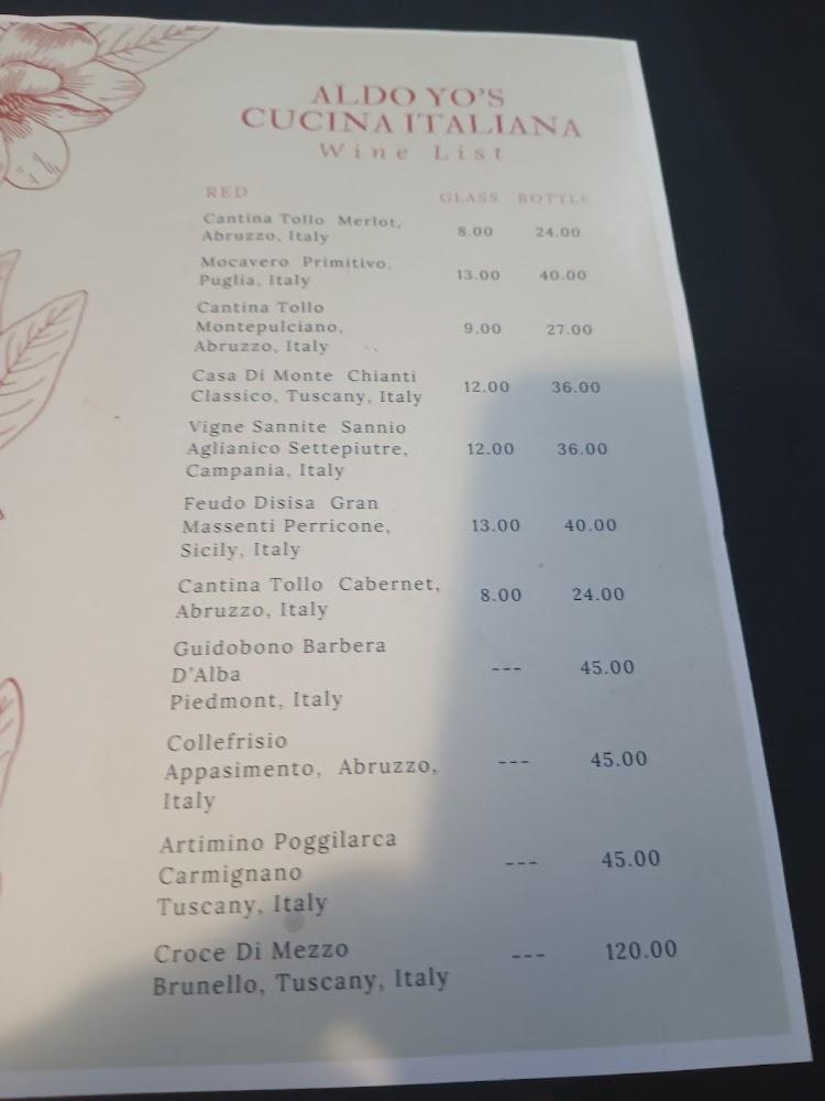 Aldo Yo's Cucina Italiana - 94 Trattoria Italiana Menu image 3
